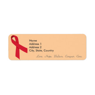 Red Ribbon Return Address Labels voor Stroke, AIDS