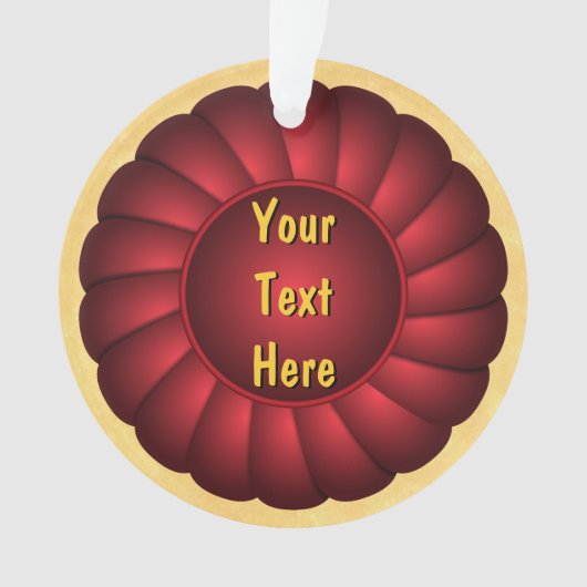 Red Ribbon Rosette aan Personaliseer Ornament (voorkant)