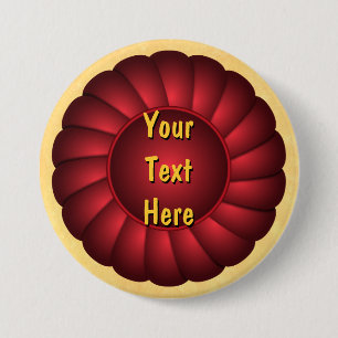 Red Ribbon Rosette aan Personaliseer Ronde Button 7,6 Cm