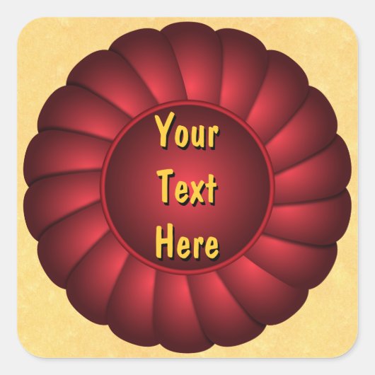 Red Ribbon Rosette aan Personaliseer Vierkante Sticker (Voorkant)