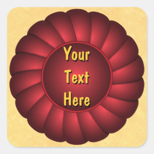Red Ribbon Rosette aan Personaliseer Vierkante Sticker