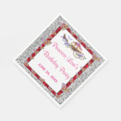 Red Ribbon Silver Glitter Royal Princess Birthday Servet (Hoek)