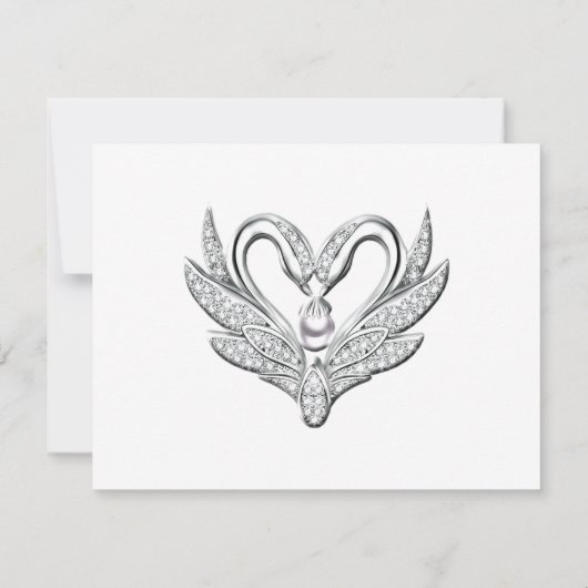 Red Ribbon Silver Swans Reception Kaart (Achterkant)