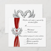 Red Ribbon Silver Swans Response Kaart (Voorkant / Achterkant)