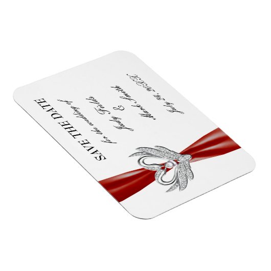 Red Ribbon Silver Swans sparen de Datum Magnet Magneet (Rechterzijde)