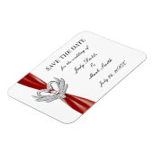 Red Ribbon Silver Swans sparen de Datum Magnet Magneet (Linkerzijde)
