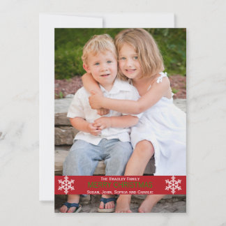 Red Ribbon Snowflake kerstkaart