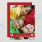 Red Ribbon Snowflake-kerstkaart Feestdagenkaart (Voorkant / Achterkant)