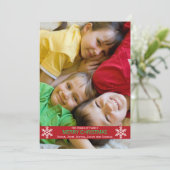 Red Ribbon Snowflake-kerstkaart Feestdagenkaart (Staand voorkant)