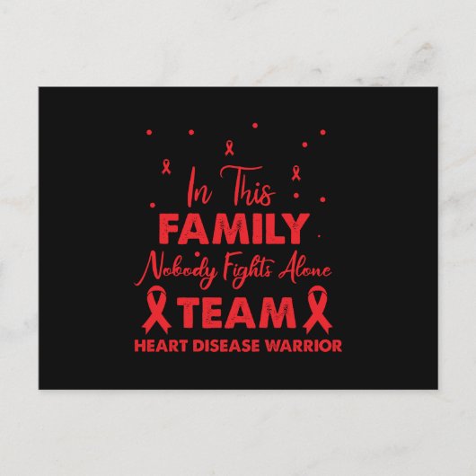 Red Ribbon Team Heart Disease Warrior Briefkaart (Voorkant)