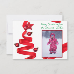 Red Ribbon Tree met foto - 3 x 5 kerstkaart Kaart