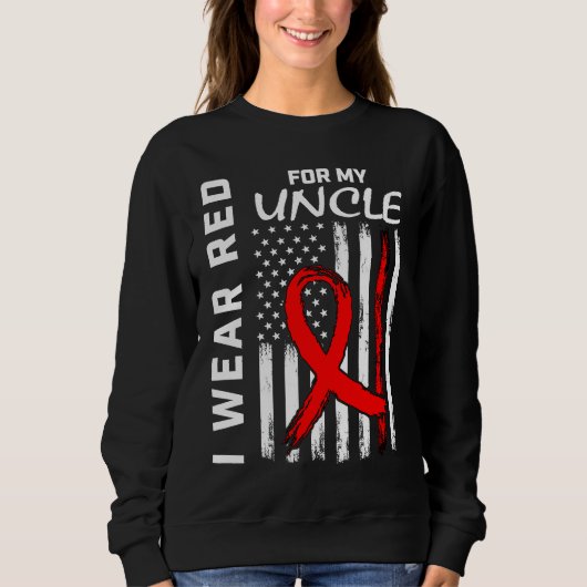 Red Ribbon Uncle Heart Disease Awareness American  Trui (Voorkant)