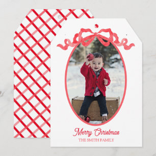 Red Ribbon Waterverf Vakantie Label Kaart