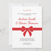 Red Ribbon Wedding Invite. Boe Kaart (Voorkant)