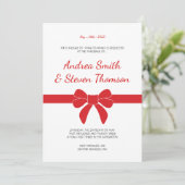 Red Ribbon Wedding Invite. Boe Kaart (Staand voorkant)