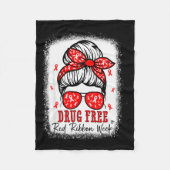 Red Ribbon Week Awareness Coquette Drug Anti-drug Fleece Deken (Voorkant)