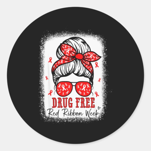 Red Ribbon Week Awareness Coquette Drug Anti-drug  Ronde Sticker (Voorkant)
