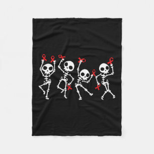 Red Ribbon Week Awareness Skelet Halloween Vrouwen Fleece Deken
