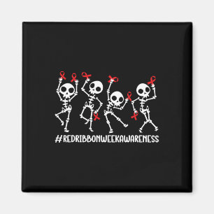 Red Ribbon Week Awareness Skelet Halloween Vrouwen Magneet