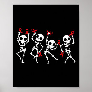Red Ribbon Week Awareness Skelet Halloween Vrouwen Poster