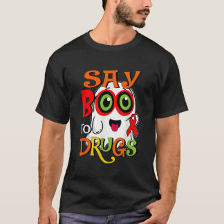 Red Ribbon Week Drug Awareness Halloween Say Boot T-shirt