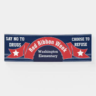 Red Ribbon Week - Drug Vrij Banner Blauw Wit