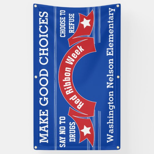 Red Ribbon Week - Drugsvrije keuzes Blauw Spandoek (Verticaal)