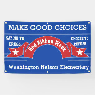 Red Ribbon Week - Drugsvrije keuzes Blauw Spandoek
