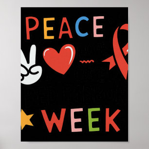 Red Ribbon Week Peace Love Cure Drugsvrij Zeg Nee Poster