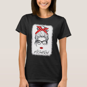 Red Ribbon Week Wink Eye Bun Glasses Just SA T-shirt