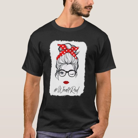 Red Ribbon Week Wink Eye Bun Glasses Just SA T-shirt (Voorkant)