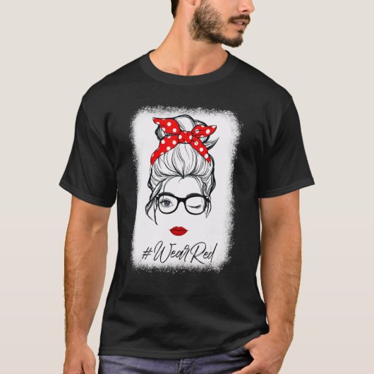Red Ribbon Week Wink Eye Bun Glasses Just SA T-shirt (Voorkant)