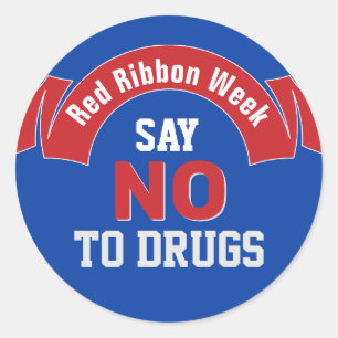Red Ribbon Zeg nee Ronde Sticker