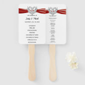 Red Ribbon Zilveren Zwaan Trouwprogramma Fans Handwaaier (Voorkant en achterkant)