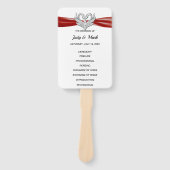 Red Ribbon Zilveren Zwaan Trouwprogramma Fans Handwaaier (Voorkant)