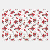 Red Ribbons Black & White Buffalo Check Kerstmis Inpakpapier Vel (Voorkant 2)