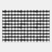 Red Ribbons Black & White Buffalo Check Kerstmis Inpakpapier Vel (Voorkant)