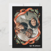  Red Ribbons Holly Foto Feestdagenkaart (Voorkant)