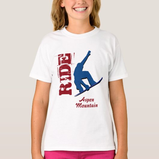 Red Ride Aspen Mountain Snowboard T-shirt (Voorkant)