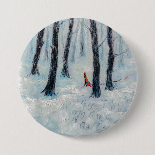 Red Riding Hood-achtig figuur in een winterbos Ronde Button 7,6 Cm