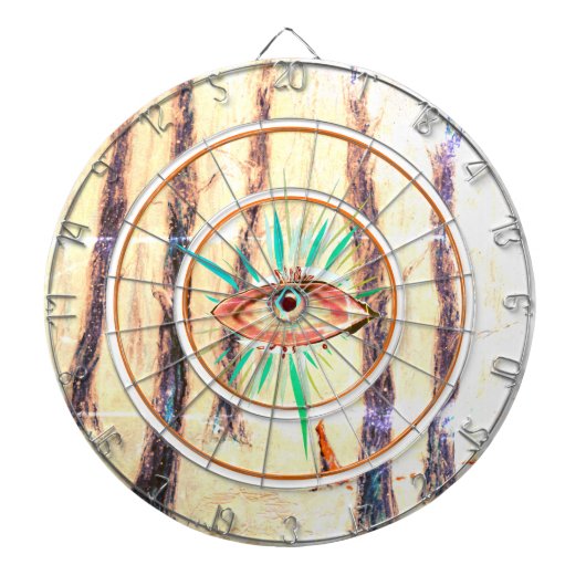 Red Riding Hood-achtige figuur in een winterbos Dartbord (Voorkant)