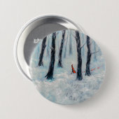 Red Riding Hood-achtige figuur in een winterbos Ronde Button 7,6 Cm (Voorkant /achterkant)
