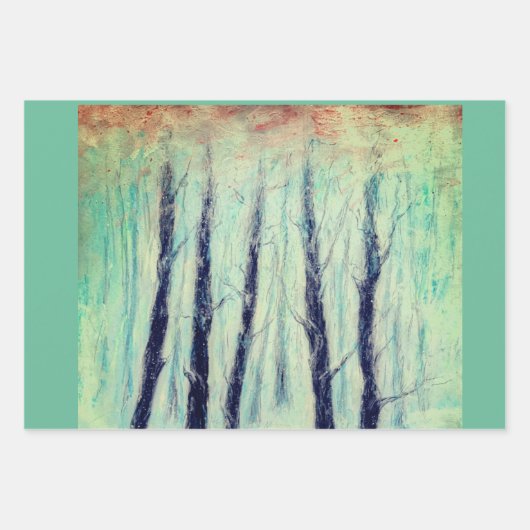 Red Riding Hood-achtige figuur in een winterbos Wr Inpakpapier Vel (Voorkant 3)