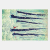 Red Riding Hood-achtige figuur in een winterbos Wr Inpakpapier Vel (Voorkant)