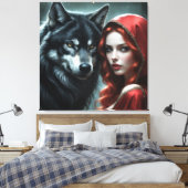 Red riding hood an his wolf canvas afdruk (Insitu (Slaapkamer))