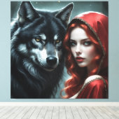 Red riding hood an his wolf canvas afdruk (Insitu (Houten vloer))