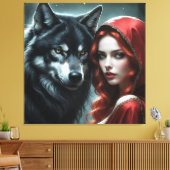 Red riding hood an his wolf canvas afdruk (Insitu (Woonkamer))