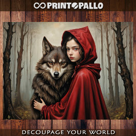 Red riding hood and truth about wolf - Decoupage Inpakpapier Vel