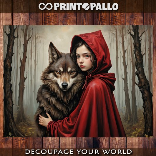 Red riding hood and truth about wolf - Decoupage Inpakpapier Vel