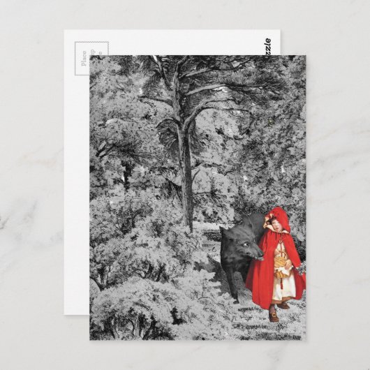 Red Riding Hood en de Wolf Briefkaart (Voorkant / Achterkant)